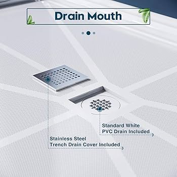 ELEGANT 48'' L x 32'' W x 4'' H Shower Base, Center Drain